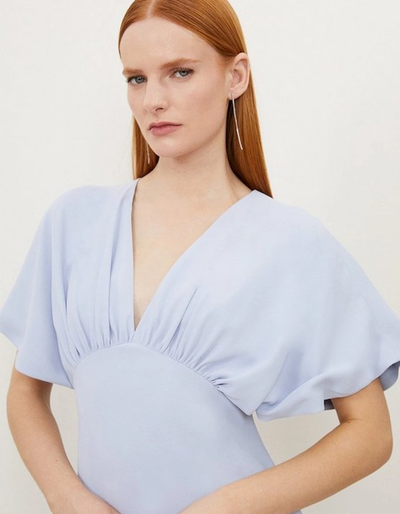 Fluid Tailored Waterfall Sleeve Maxi Dress