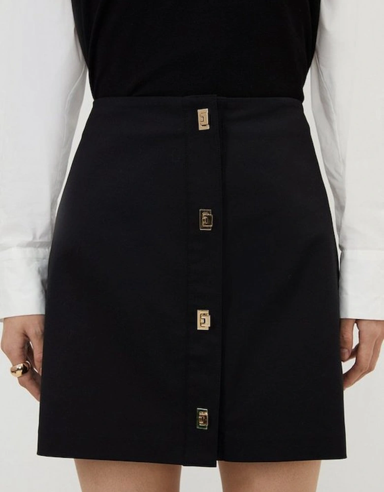 Techno Cotton Woven Skirt With Gold Clasp