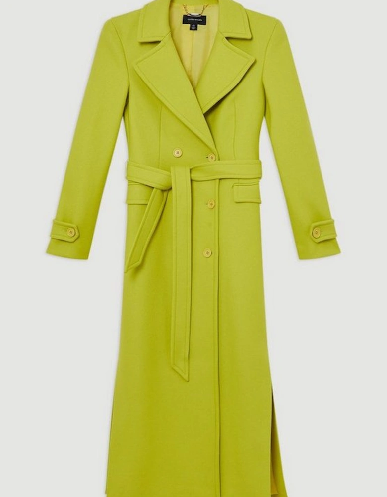 Italian Wool Double Breasted Longline Tailored Midi Coat