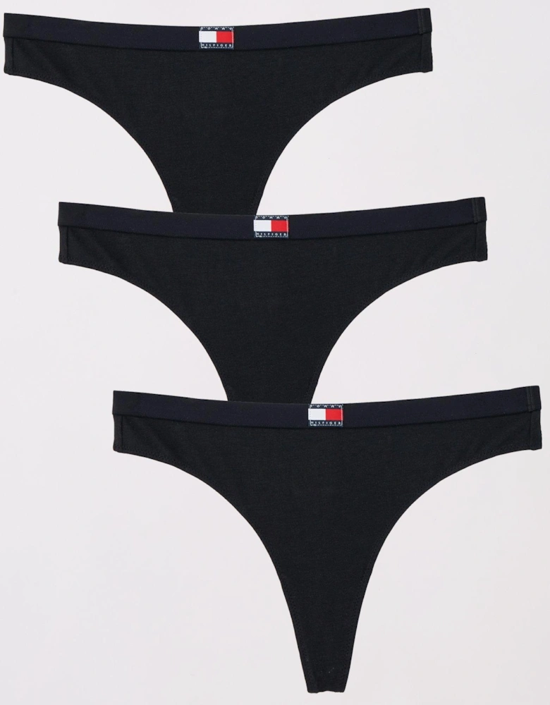 3 Pack Flag Logo Thong - Black