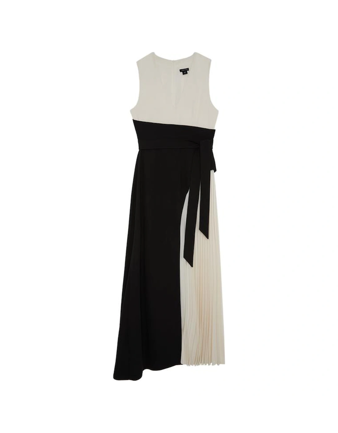 Fluid Tailored Colourblock Side Pleated Midi Dress