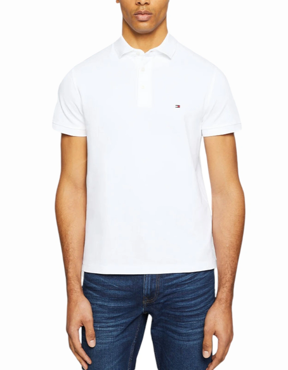 Tommy Hilfiger Men's Mens Polo Shirts Core 1985 Slim Fit Polo Cotton Golf T Shirts NWT - White - Size: Regular/34