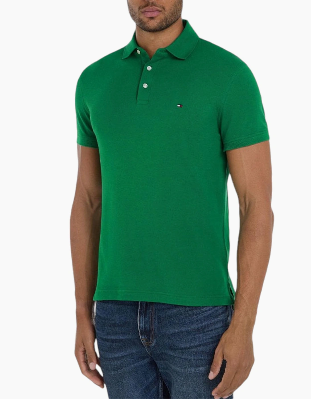 Men's Tommy Hilfiger Mens Polo Shirts Core 1985 Slim Fit Polo Cotton Golf T Shirts NWT - Green - Size: 44