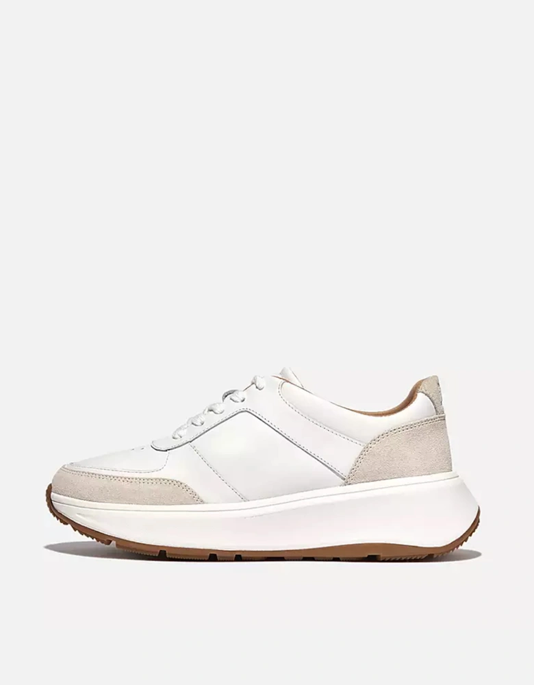 Women's F-Mode Leather/Suede Flatform Trainers Urban White