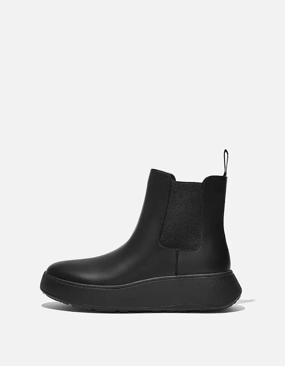 Women's F-Mode Leather Flatform Chelsea Boots All Black, 6 of 5