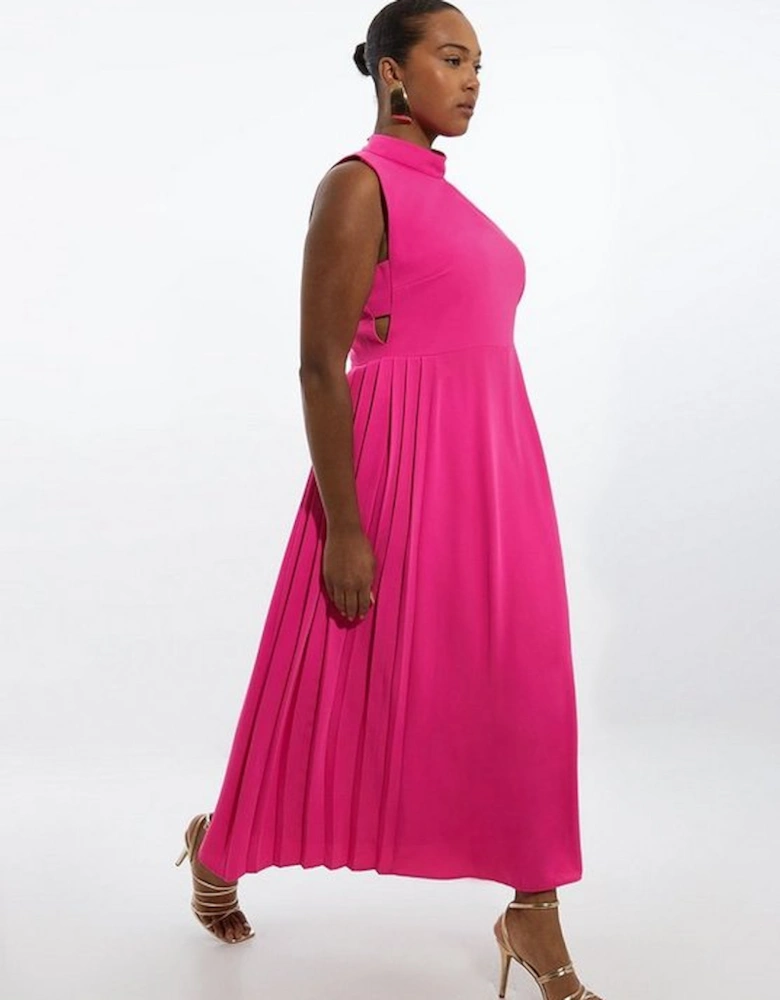 Plus Size Soft Tailored Pleated Panel Midaxi Dress