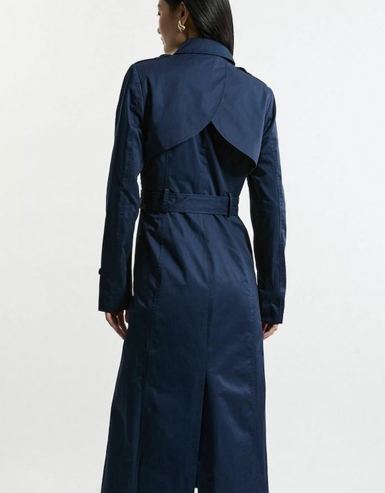 Tailored Wrap Storm Flap Belted Longline Trench Coat