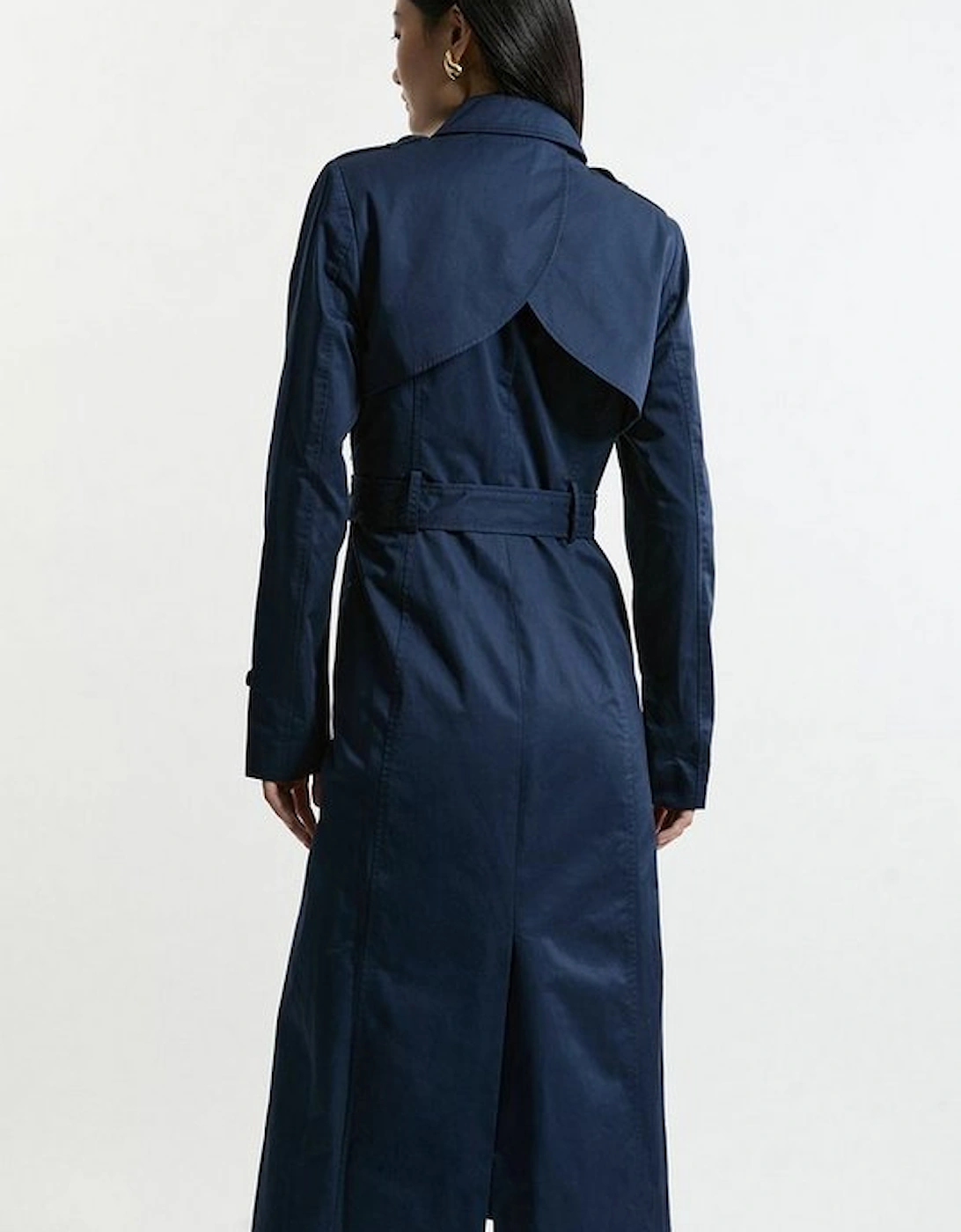 Tailored Wrap Storm Flap Belted Longline Trench Coat