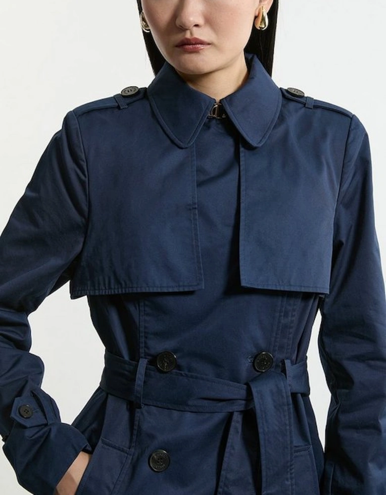 Tailored Wrap Storm Flap Belted Longline Trench Coat