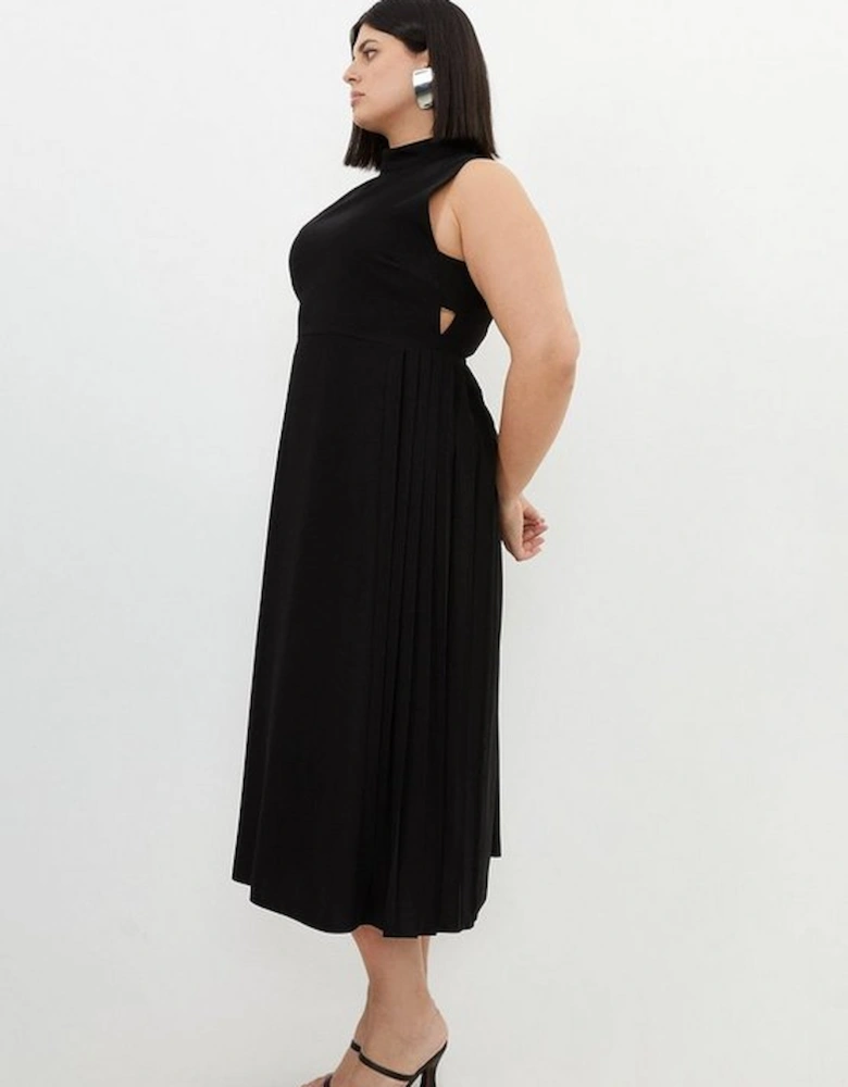 Plus Size Soft Tailored Pleated Panel Midaxi Dress