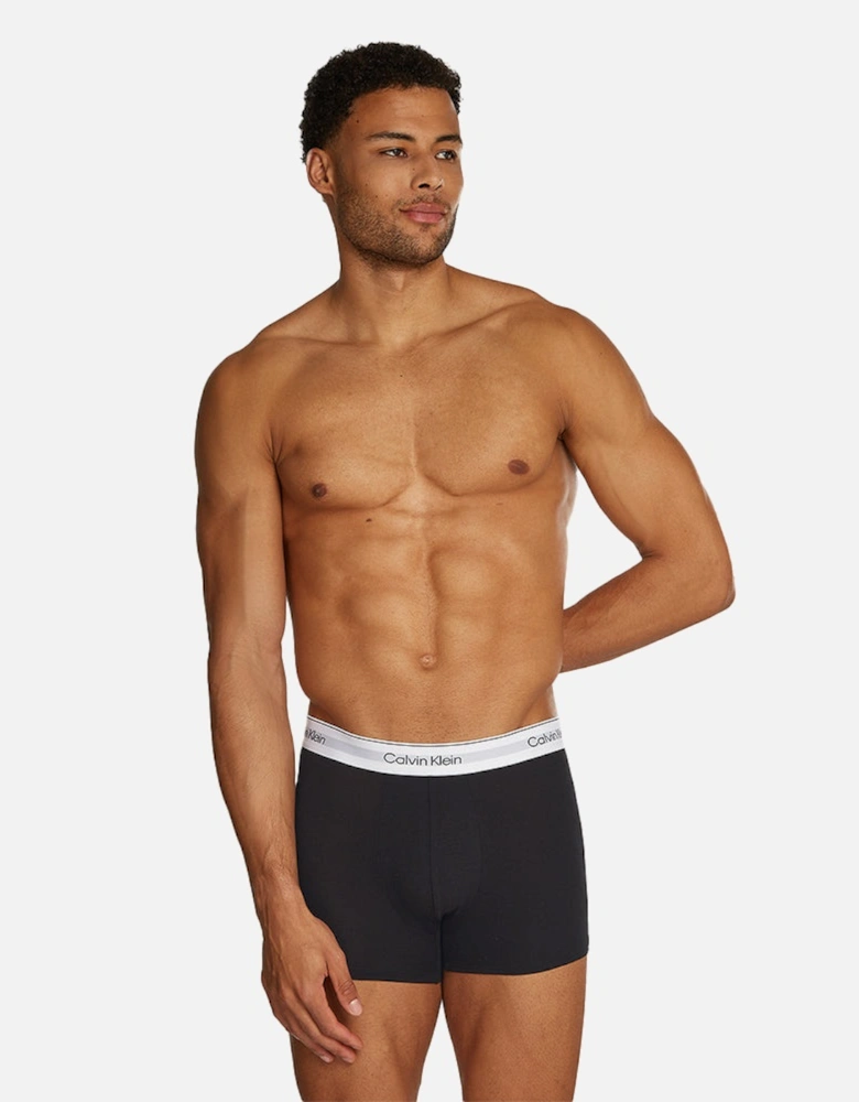 3-Pack Modern Cotton Boxer Trunks, Black/Grey/White