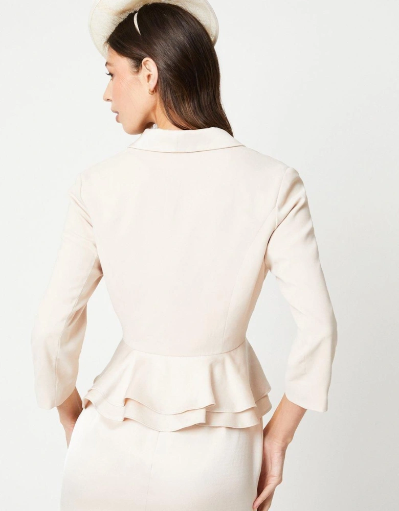 Satin Back Crepe Tailored Jacket With Peplum