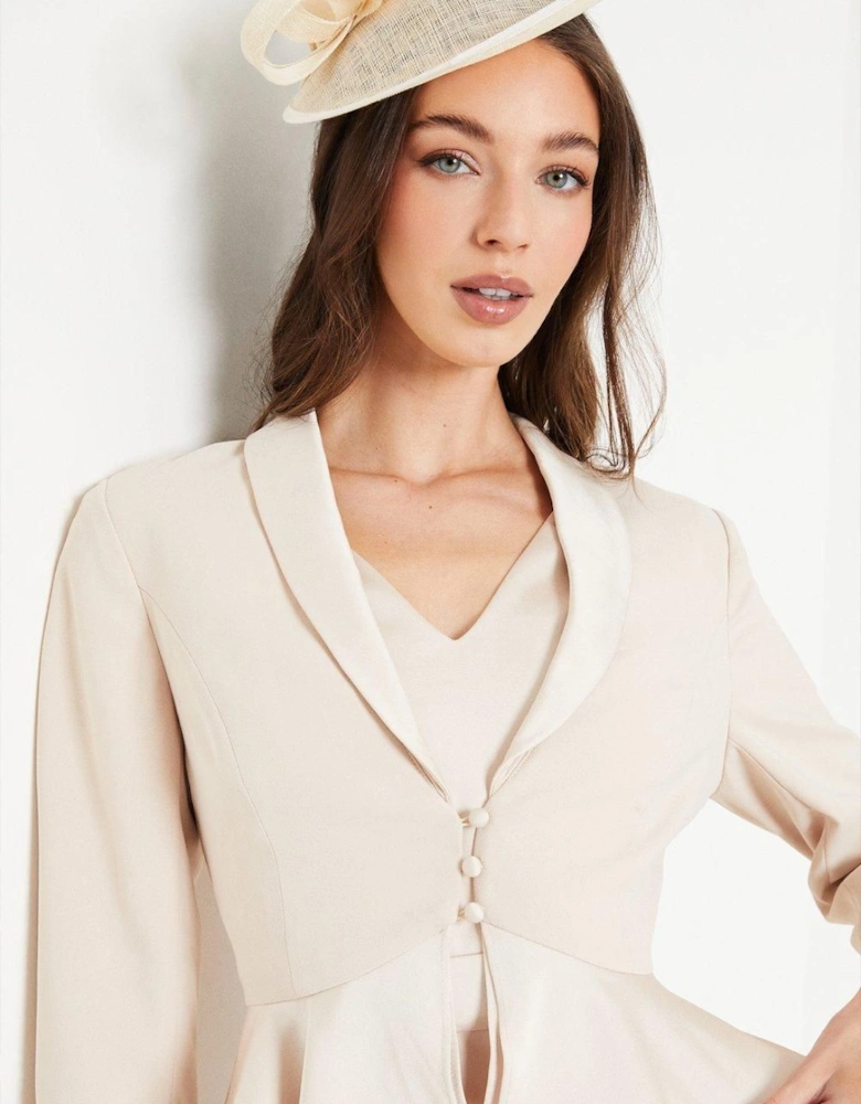 Satin Back Crepe Tailored Jacket With Peplum