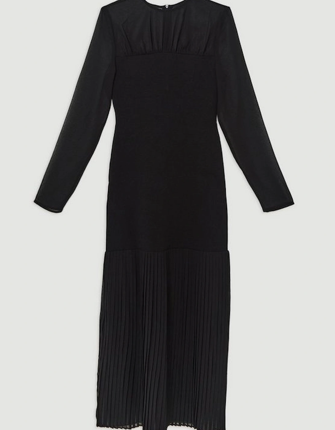 Ponte And Georgette Jersey Pleated Maxi Dress