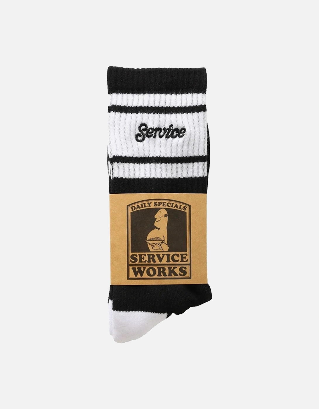 Men's Service Works Logo Ringer Socks - Black - Size: 16/14.5/8/15/8.5/15.5/9/13/13.5/14/6.5/7/7.5/11.5/5/12/5.5/12.5/6/3.5/3/10.5/4/11/4.5/2.5/9.5/10