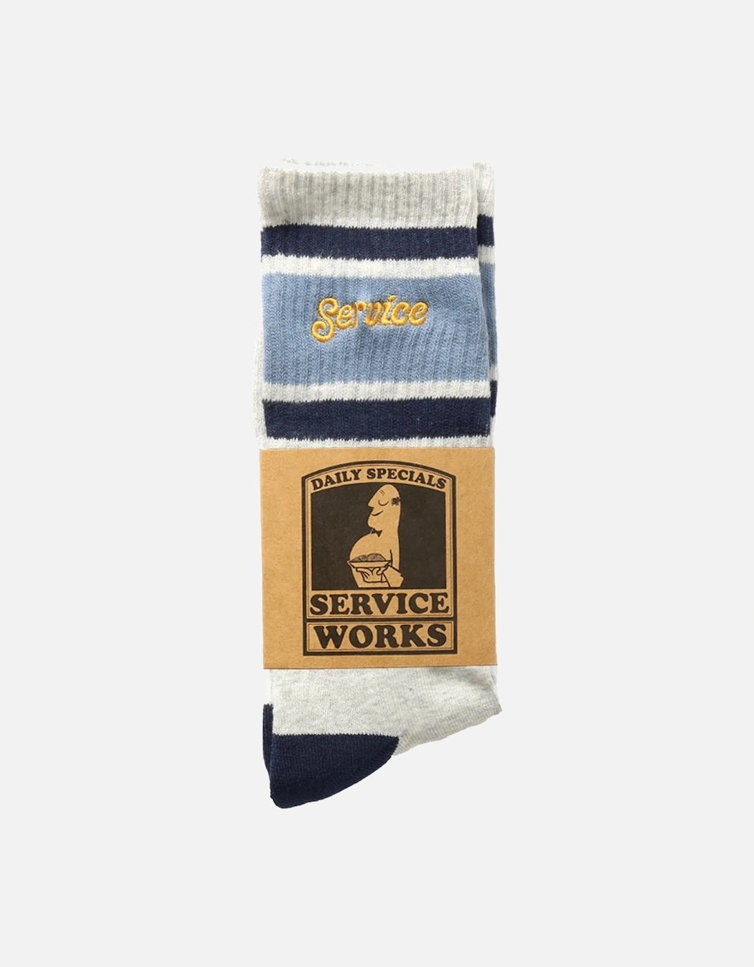 Men's Service Works Logo Ringer Socks - Grey - Size: 16/14.5/8/15/8.5/15.5/9/13/13.5/14/6.5/7/7.5/11.5/5/12/5.5/12.5/6/3.5/3/10.5/4/11/4.5/2.5/9.5/10/