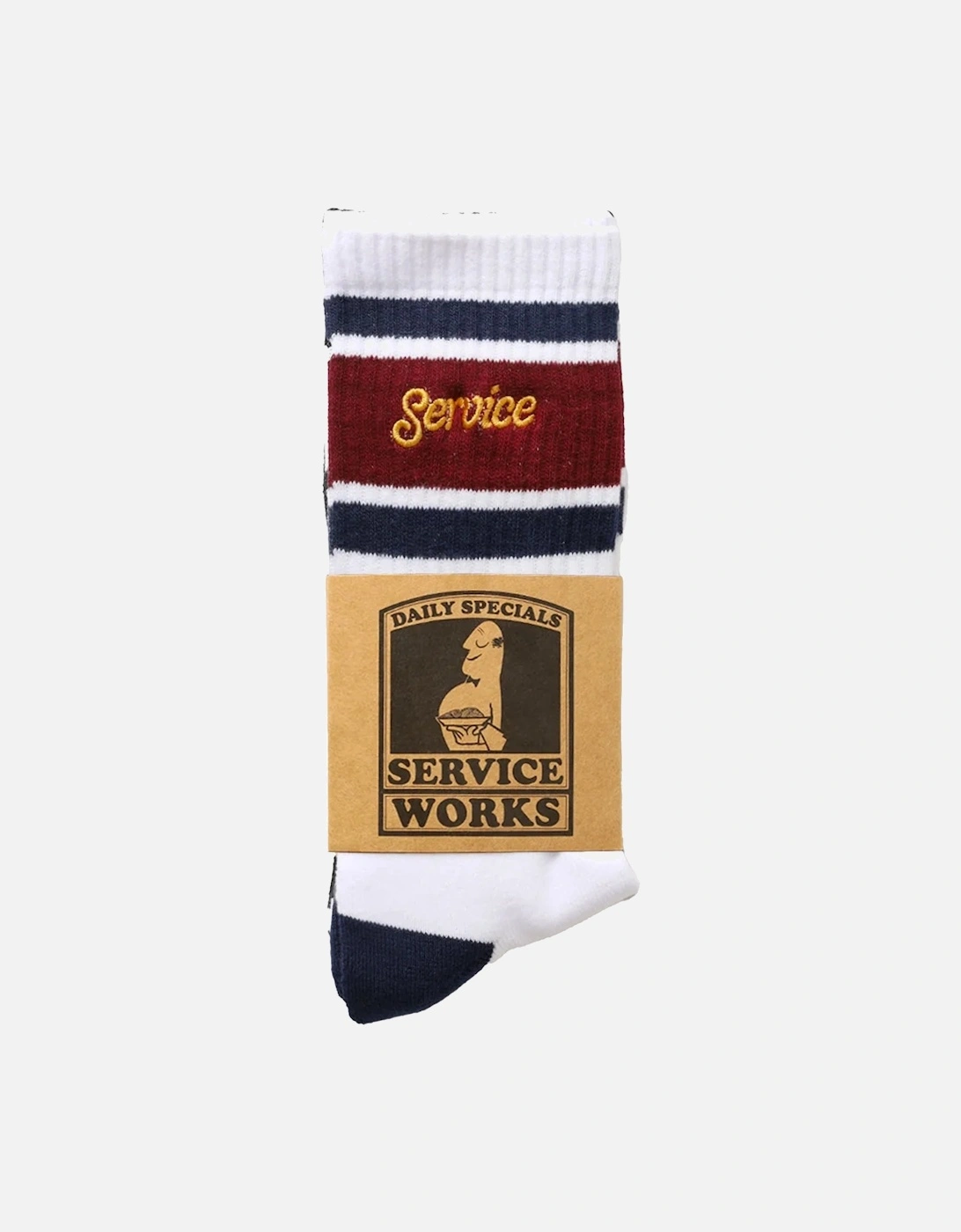 Men's Service Works Logo Ringer Socks - White - Size: 16/14.5/8/15/8.5/15.5/9/13/13.5/14/6.5/7/7.5/11.5/5/12/5.5/12.5/6/3.5/3/10.5/4/11/4.5/2.5/9.5/10