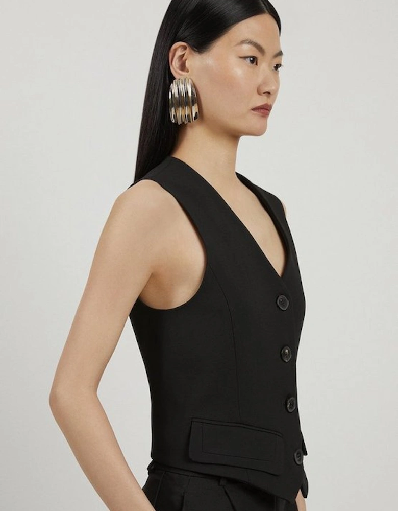 Compact Stretch Tailored Buttoned Waistcoat