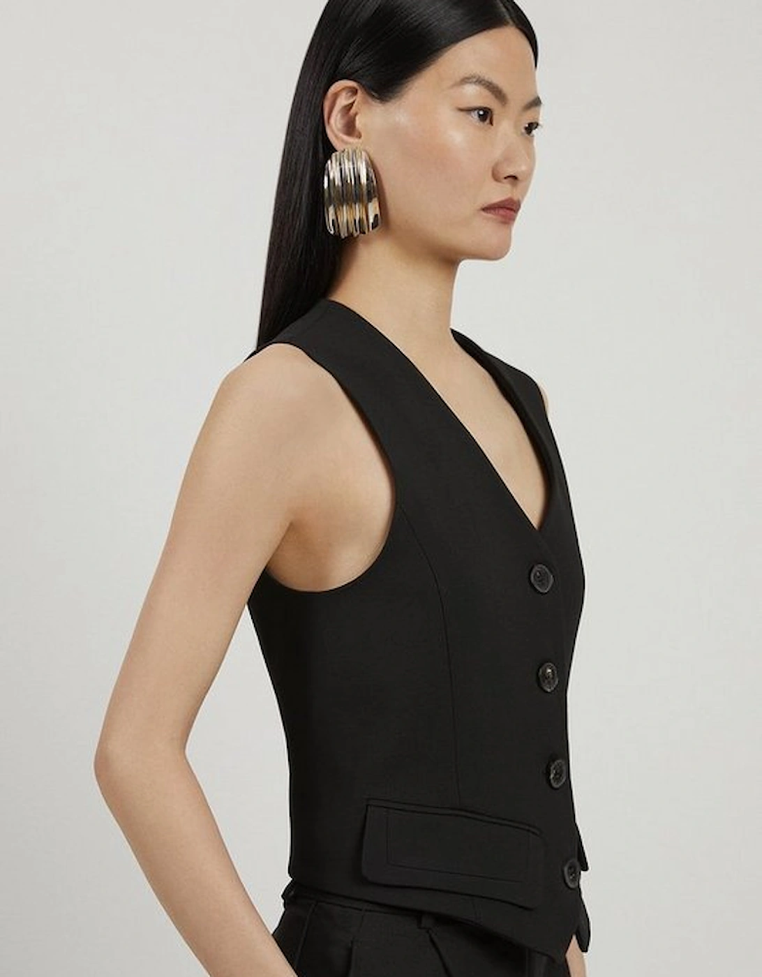 Compact Stretch Tailored Buttoned Waistcoat