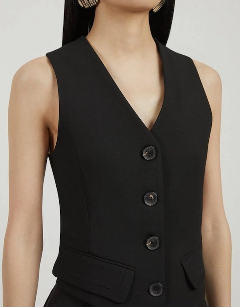 Compact Stretch Tailored Buttoned Waistcoat