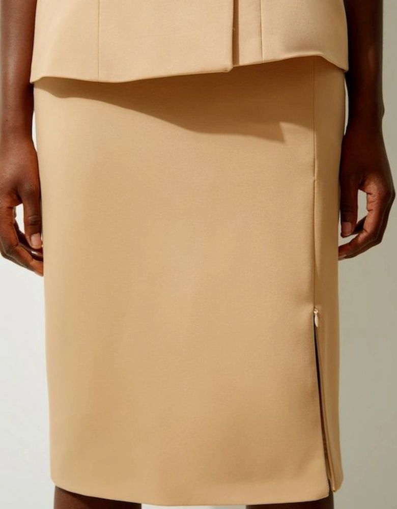 Tailored Side Split Midi Pencil Skirt