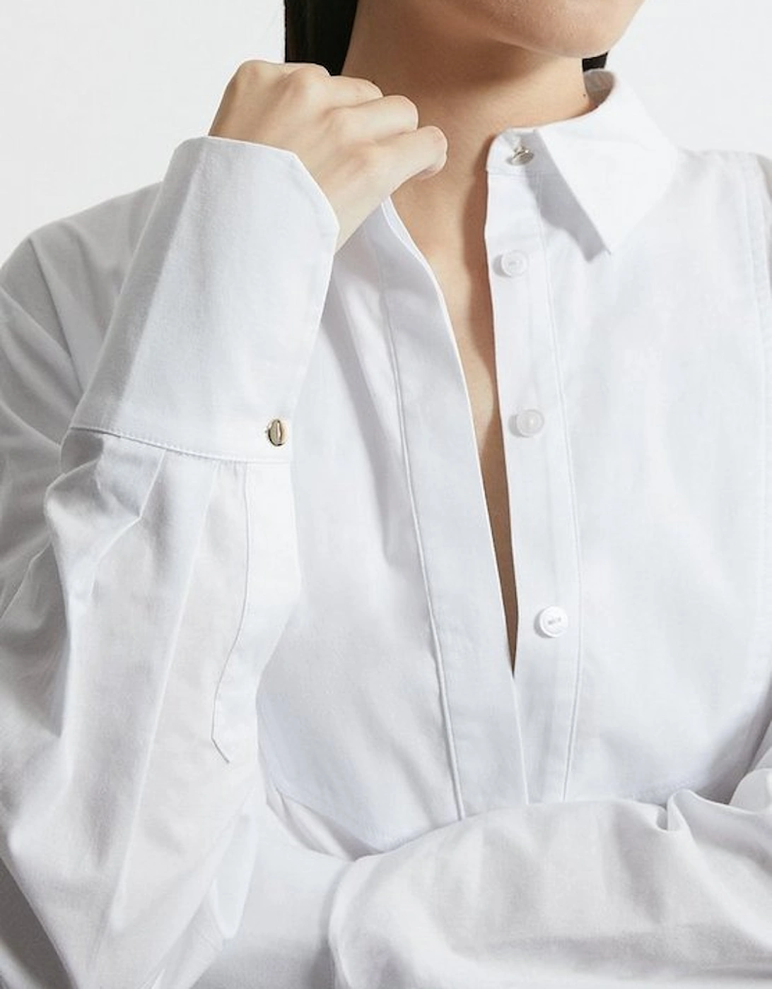 Cotton Poplin Striped Bib Detail Woven Shirt