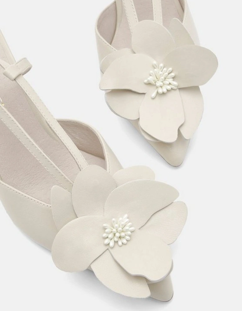 Leather Flower Detail Heel