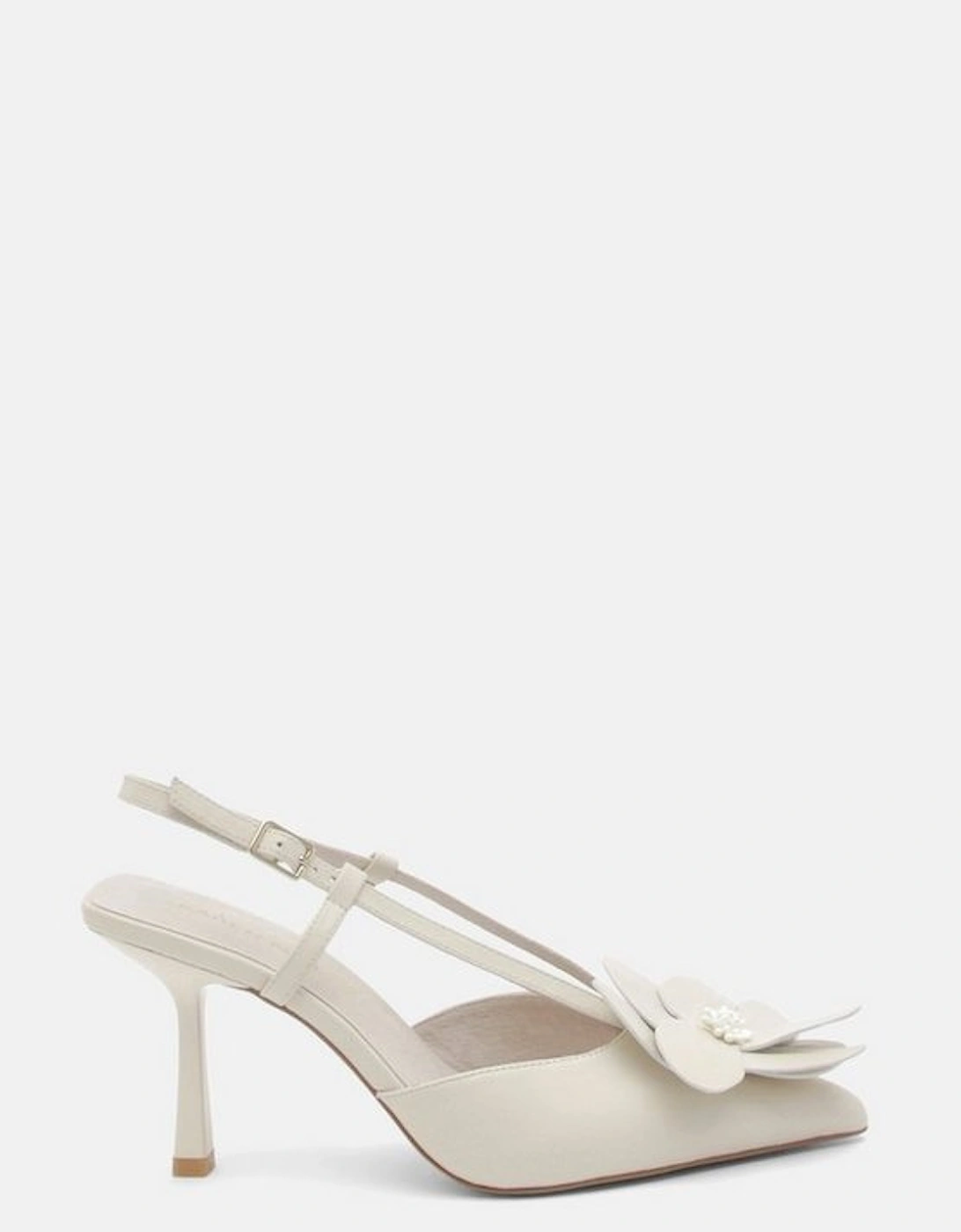 Leather Flower Detail Heel