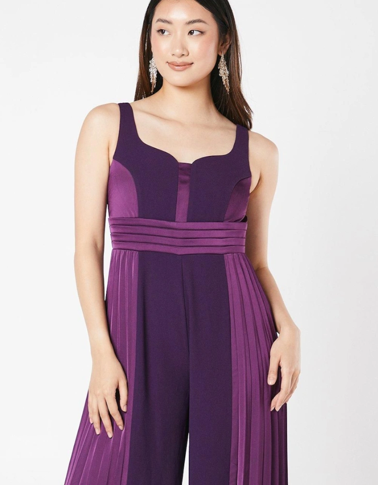 Pleated Leg Panelled Bodice Jumpsuit