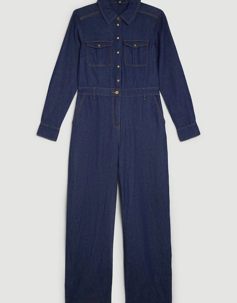 Denim Long Sleeve Jumpsuit