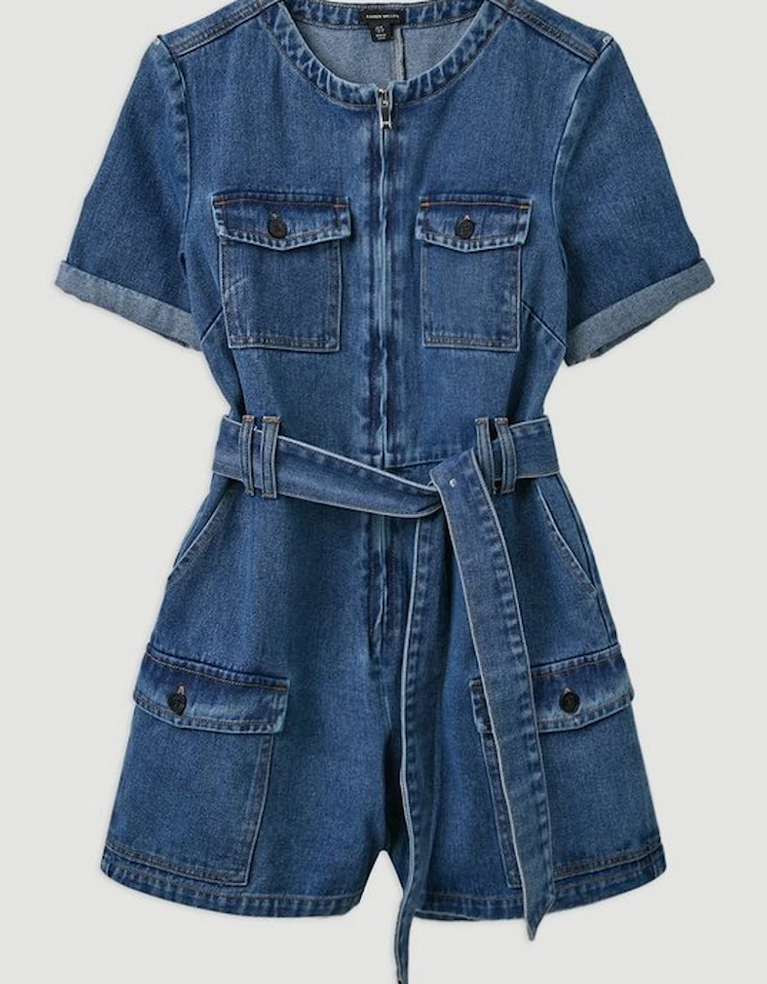 Denim Cargo Pocket Belted Playsuit