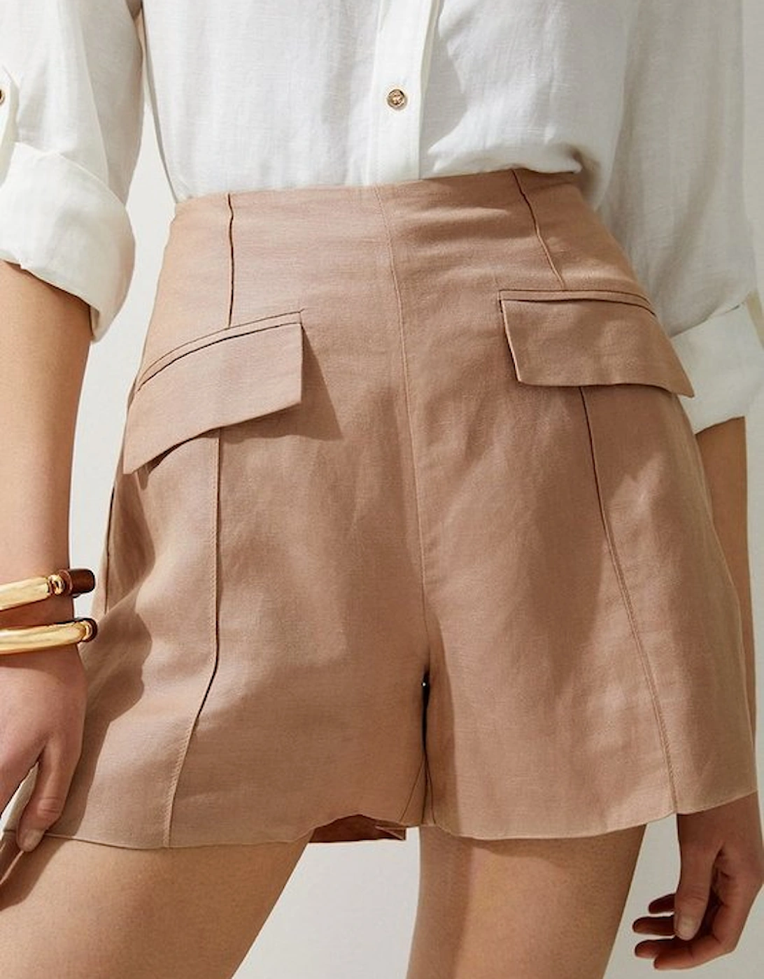 Viscose Linen Pocket Detail Shorts