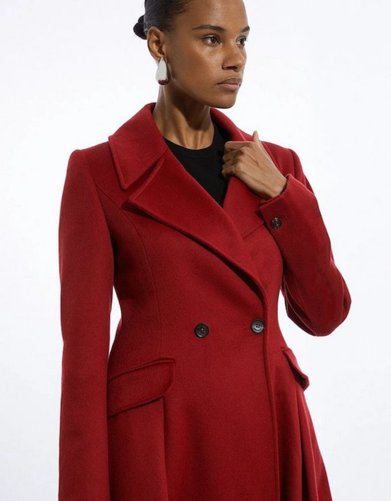 Italian Manteco Wool Blend Tailored Flared Skirt Midaxi Coat