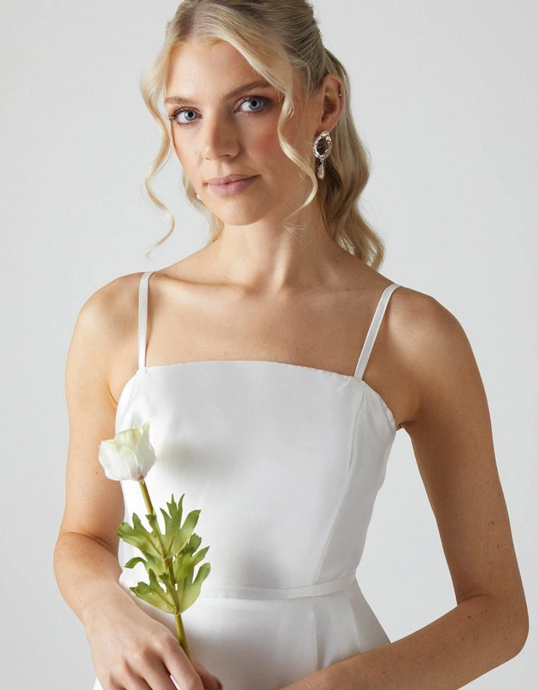 Bandeau Twill Mini With Full Overskirt Wedding Dress