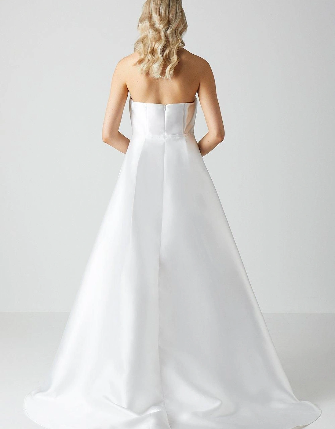 Bandeau Twill Mini With Full Overskirt Wedding Dress