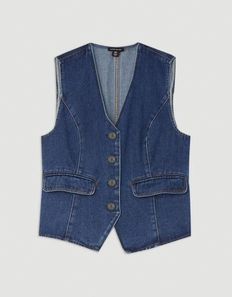 Denim Button Through Waistcoat