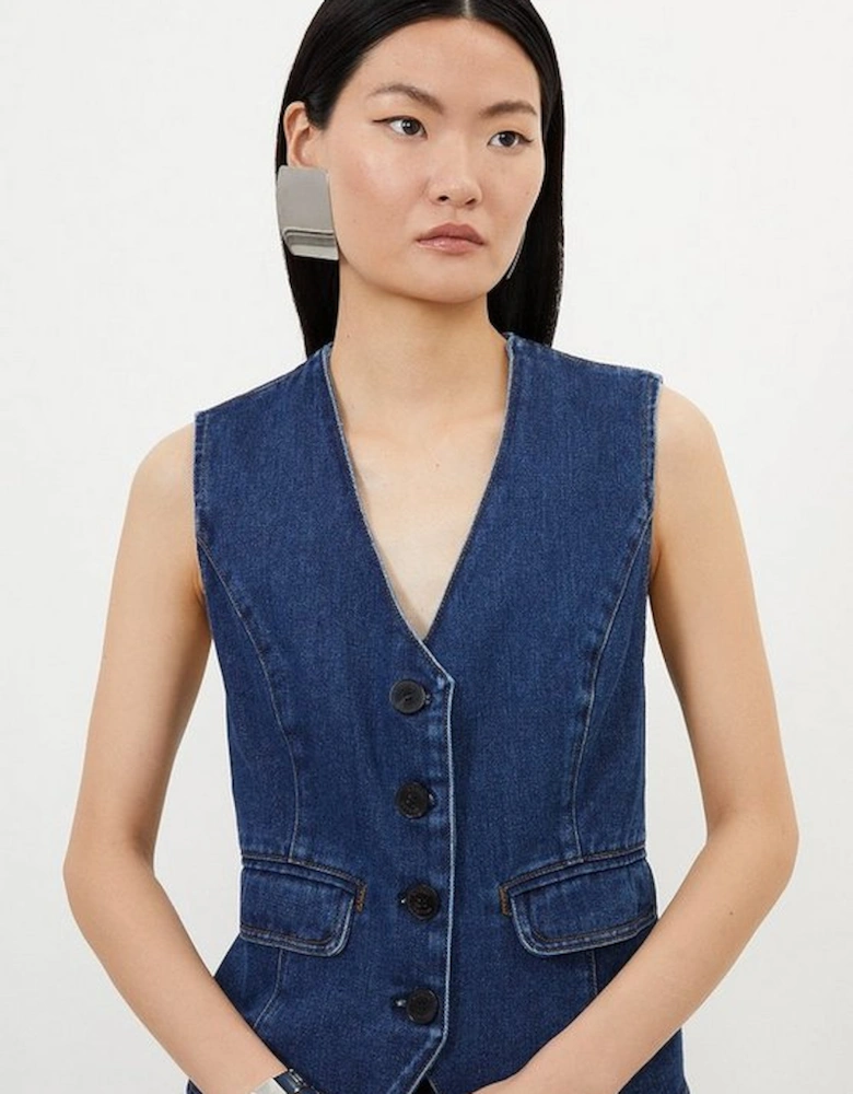 Denim Button Through Waistcoat