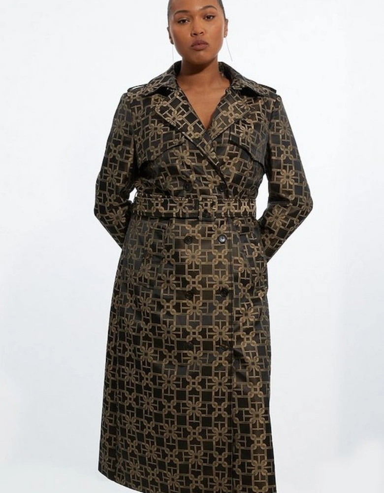 Plus Size Tailored Double Breasted Belted Trench Coat