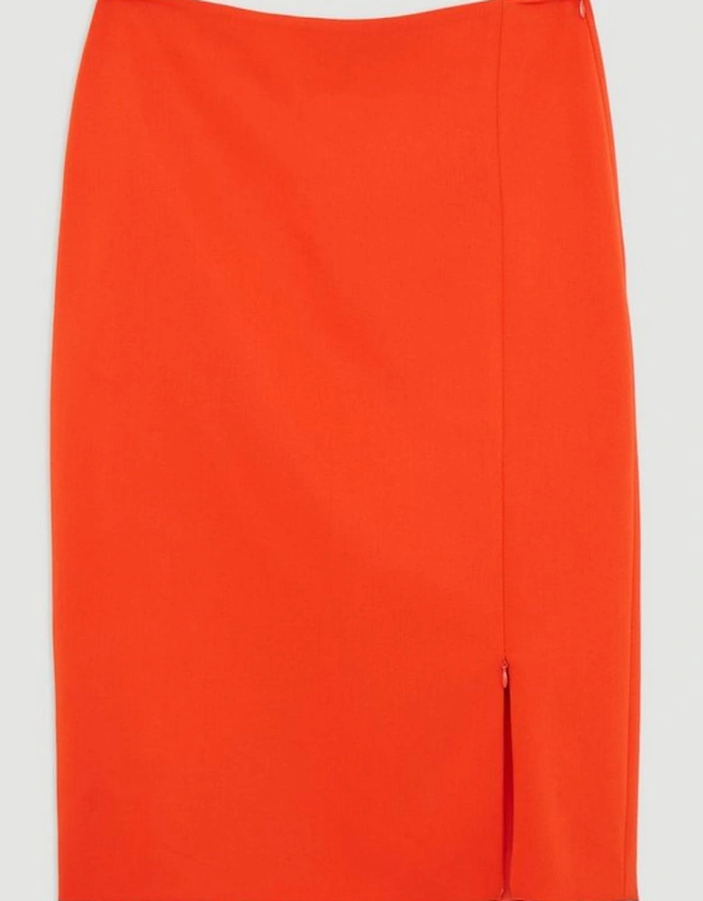 Tailored Side Split Midi Pencil Skirt