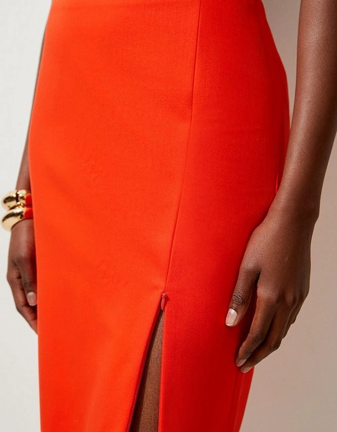 Tailored Side Split Midi Pencil Skirt