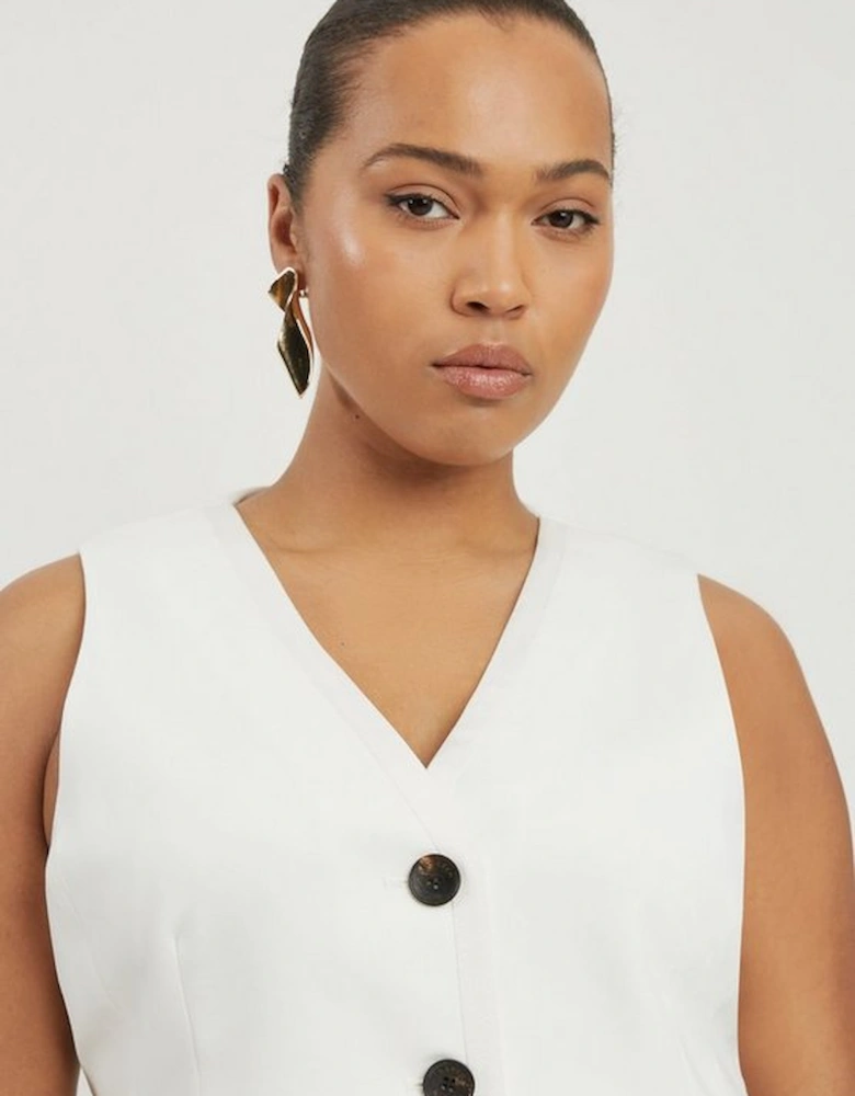 Plus Size Clean Tailored Grosgrain Tipped Waistcoat