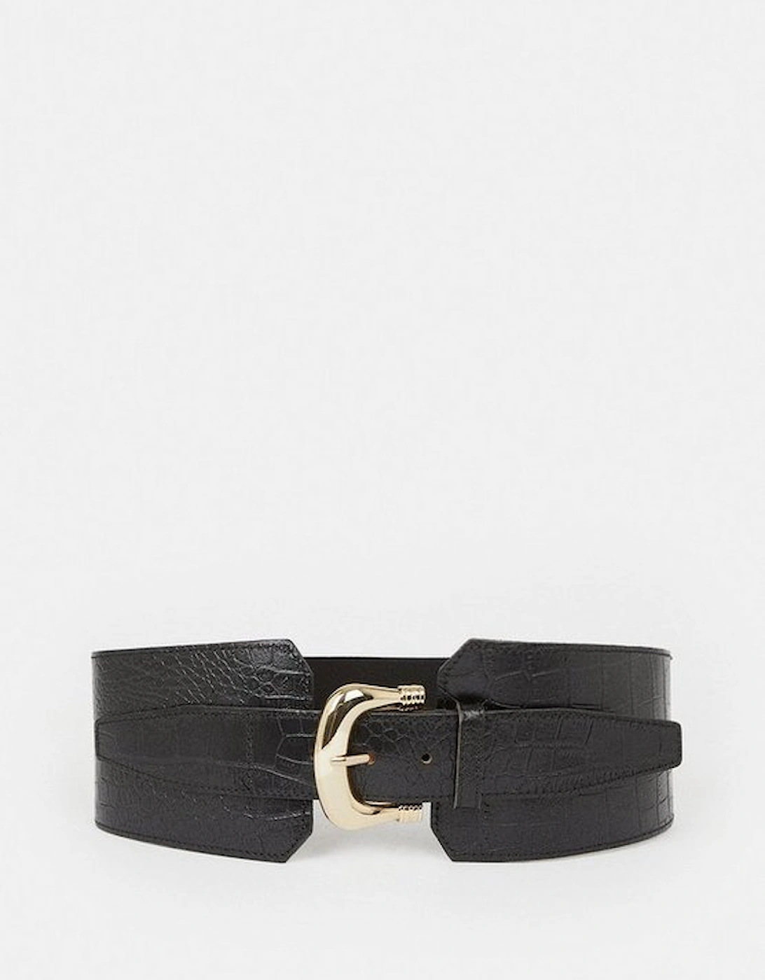Leather Croc Wide Waist Belt