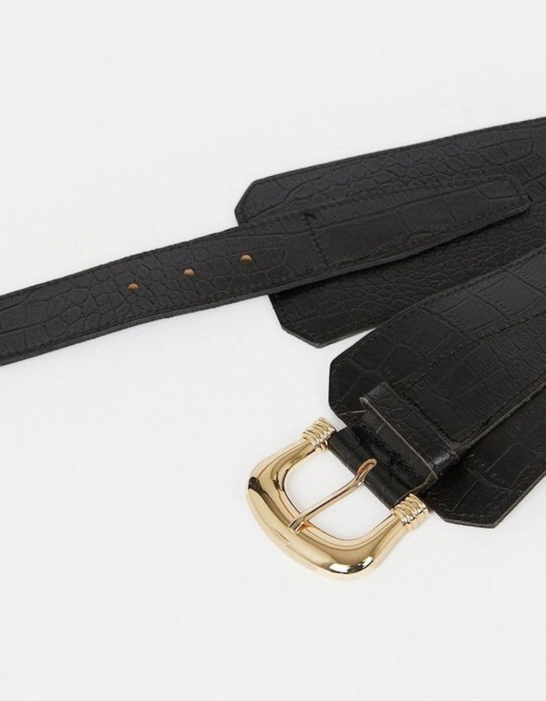 Leather Croc Wide Waist Belt
