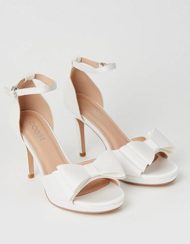 Tala Bridal Satin Structured Bow High Heel Platform Sandals