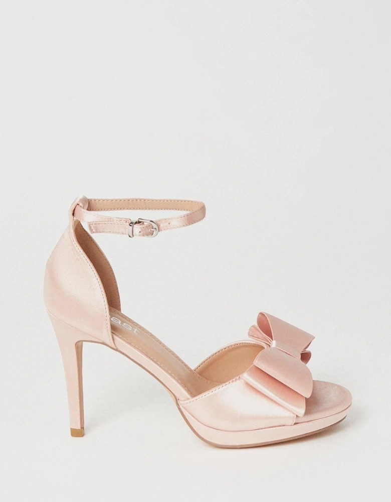 Tala Satin Structured Bow High Heel Platform Sandals