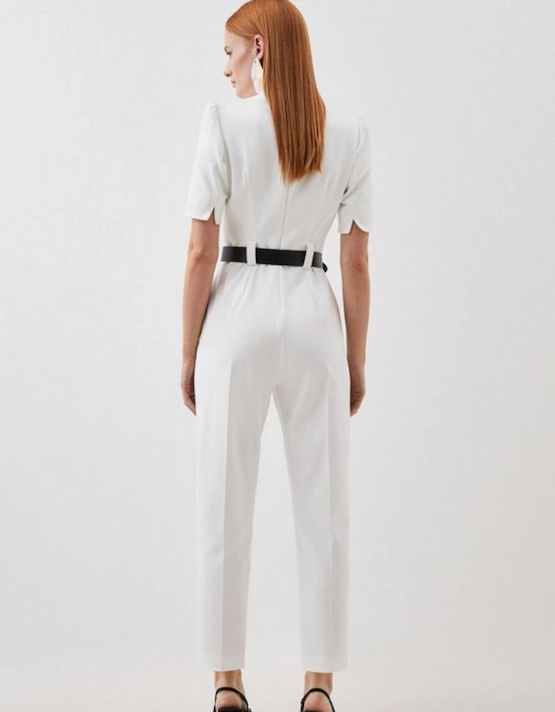 Structured Crepe Forever Belted Jumpsuit