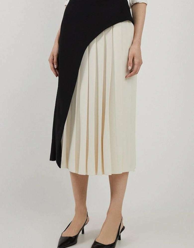 Tailored Buckle Detail Pleated Midi Skirt