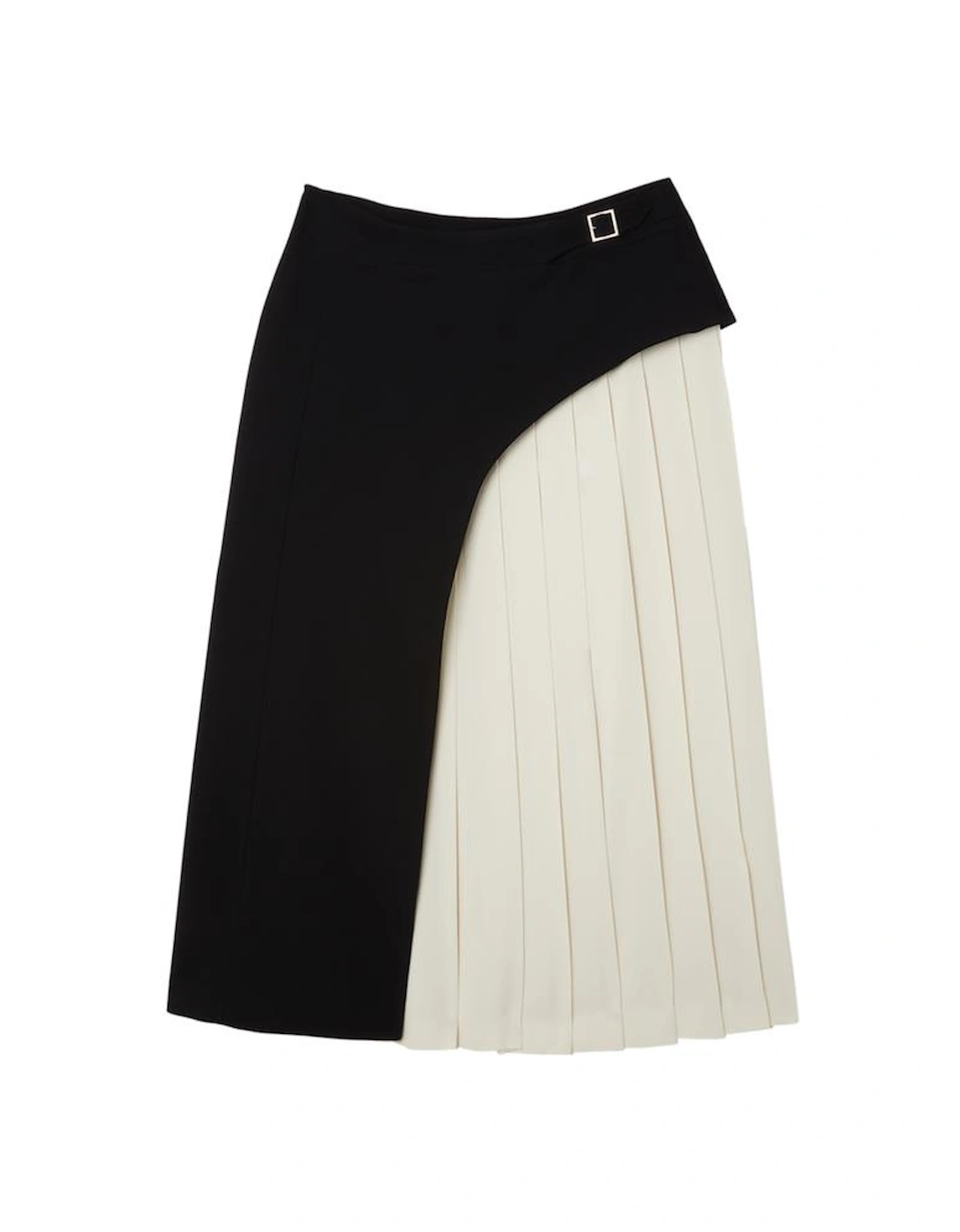 Tailored Buckle Detail Pleated Midi Skirt