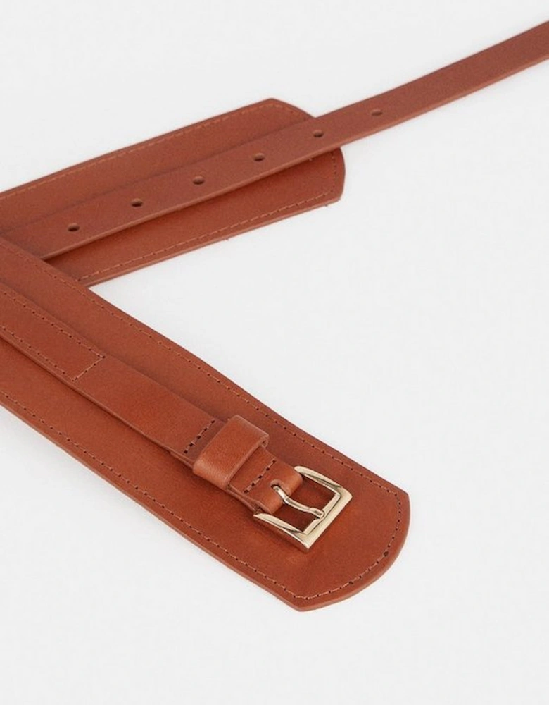 Leather Buckle Trim Belt