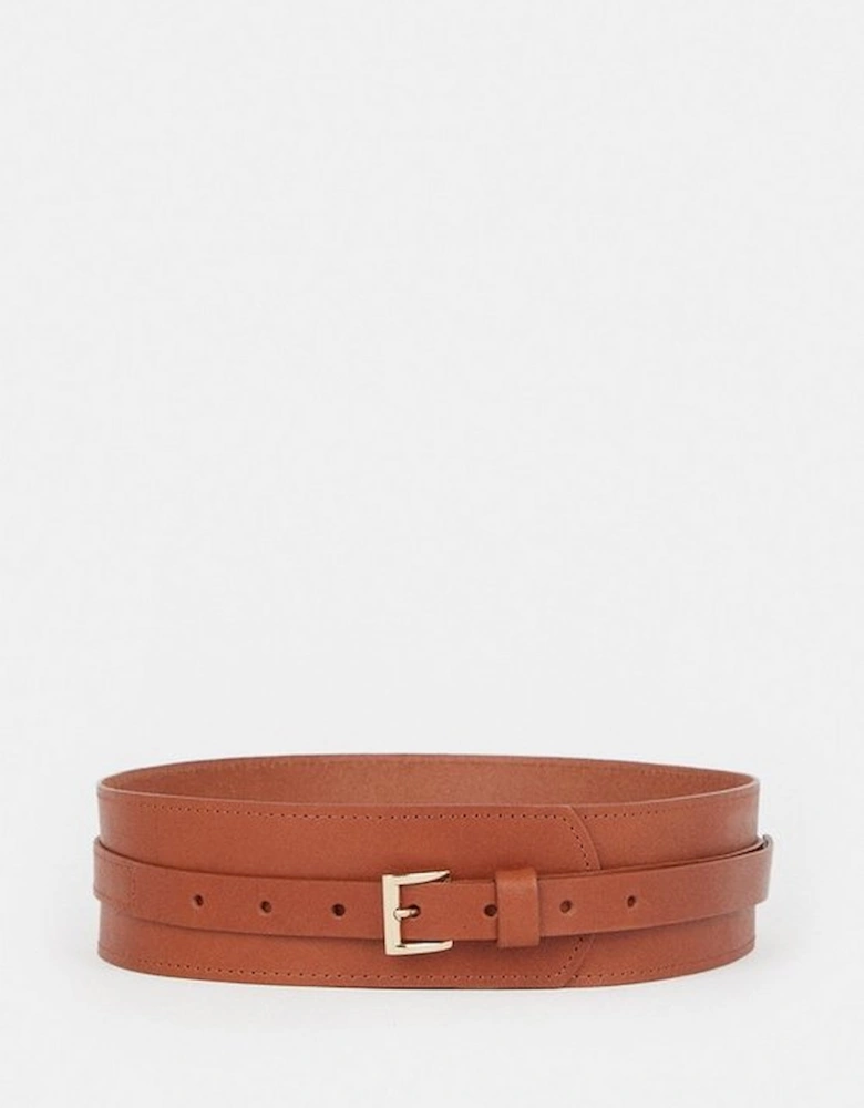 Leather Buckle Trim Belt